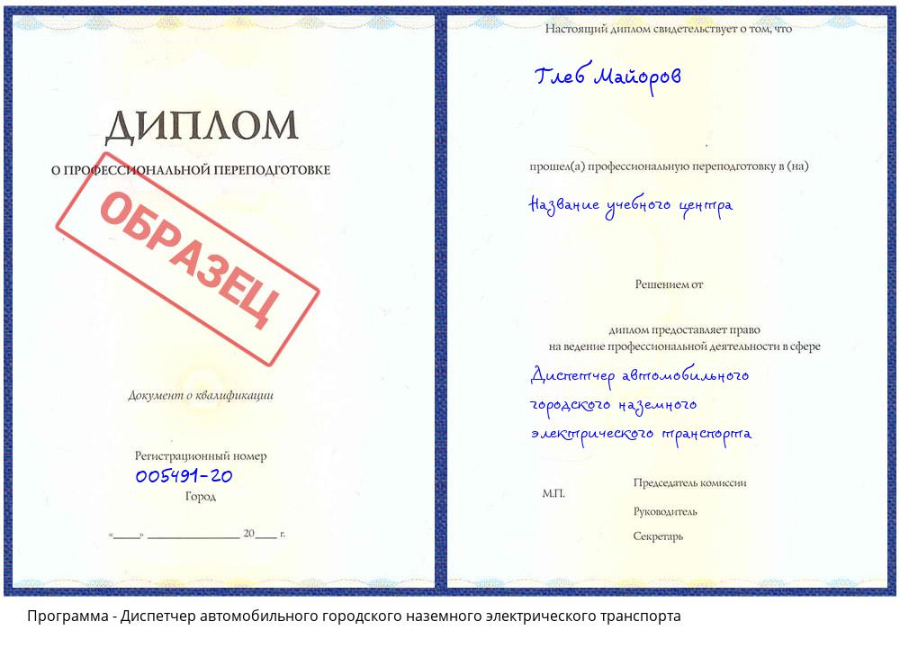 Диспетчер автомобильного городского наземного электрического транспорта Удомля