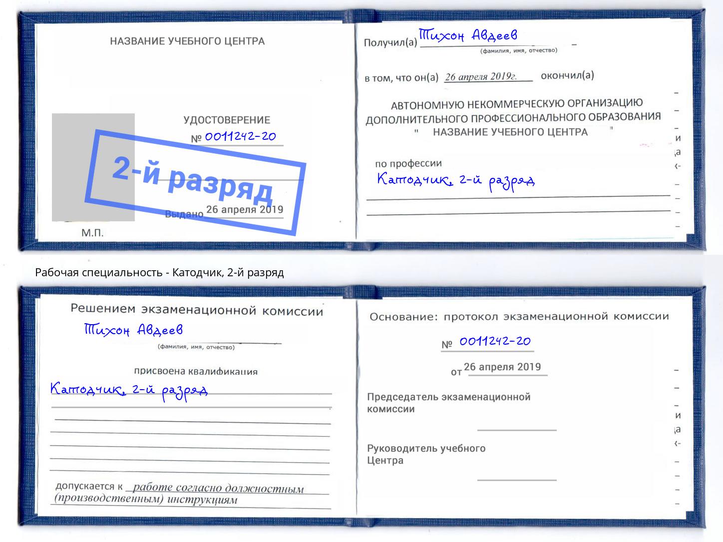 корочка 2-й разряд Катодчик Удомля