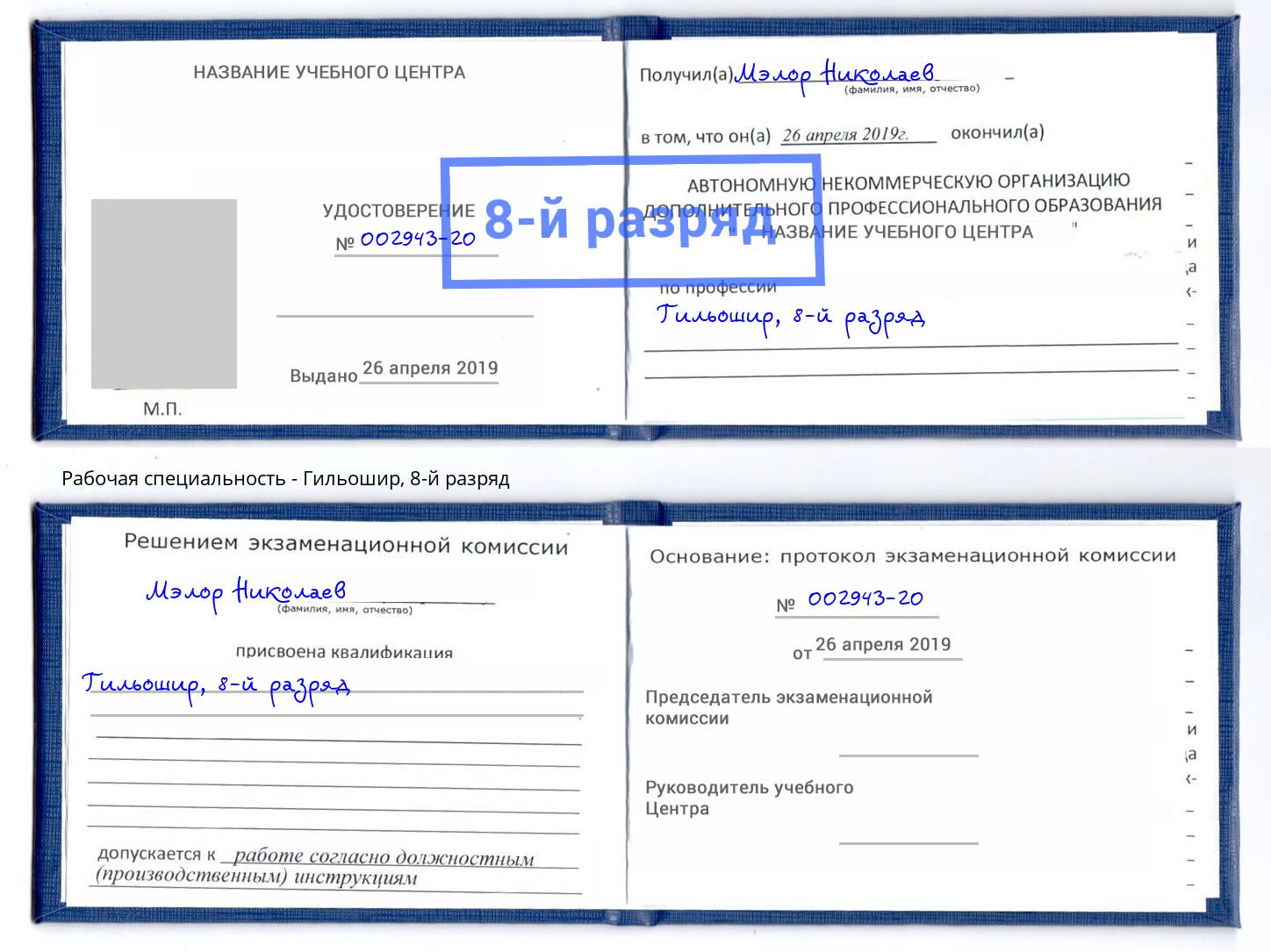 корочка 8-й разряд Гильошир Удомля